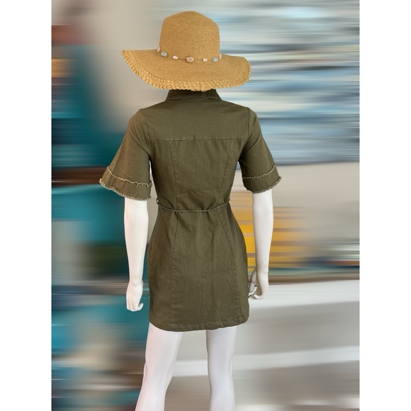 LENA Super cute khaki green dress S M L - Picture 5 of 6
